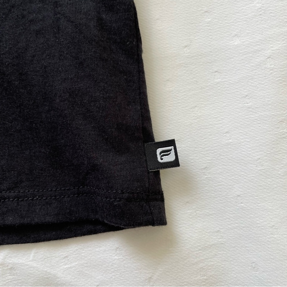 Fabletics Black Short Sleeve T with stripes of solid and see through material - Picture 3 of 9